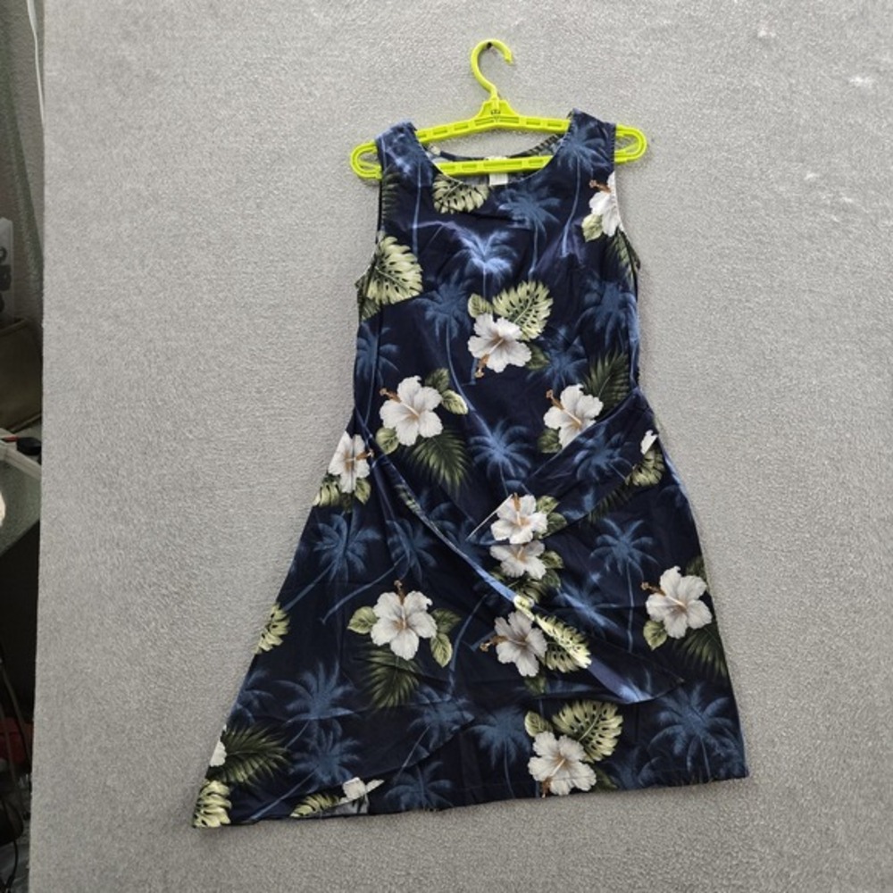 VINTAGE Pacific Legend Apparel Women Dress L Navy Sundress Hawaii Resort 90s USA